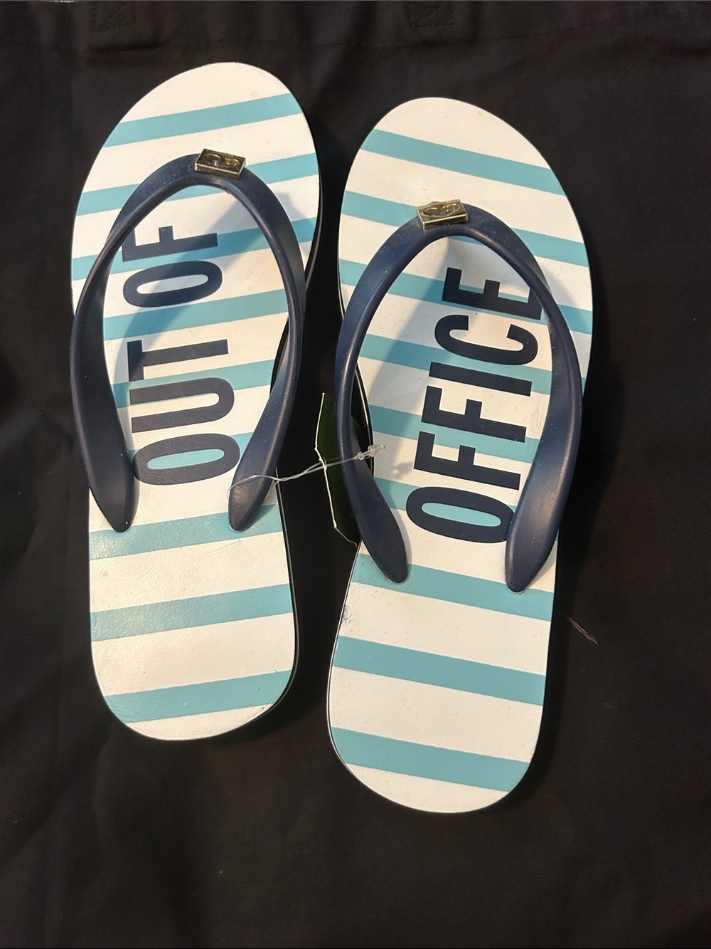 kate spade Navy Textured Flip Flops
